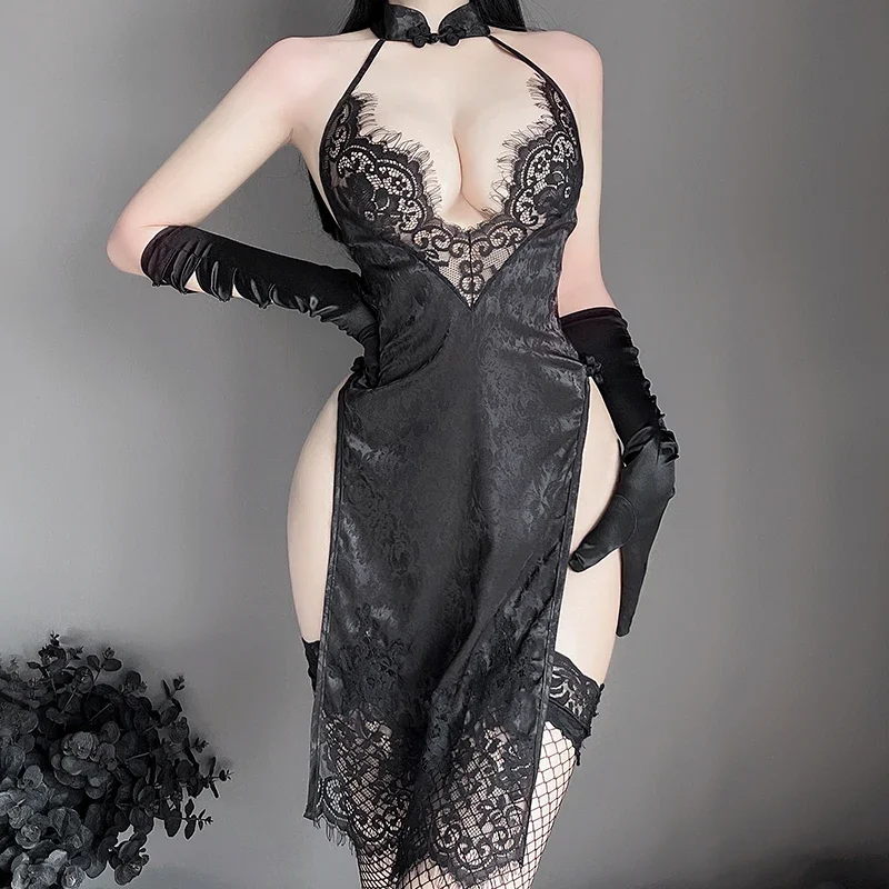 Китайское платье Qipao, эротическое кружевное нижнее белье с высокой талией, женское сексуальное атласное платье, откровенные наряды с открытой спиной
Китайское платье Qipao, эротическое кружевное нижнее белье с высокой талией, женское сексуальное атласное платье, откровенные наряды с открытой спиной