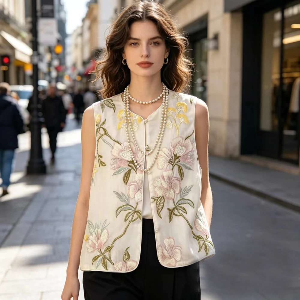 New High-end Unique Round Collar Vest Chinese Fashion Embroidery Vest Jacket Women Retro Sleeveless Tang Suit Sleeveless Vest
New High-end Unique Round Collar Vest Chinese Fashion Embroidery Vest Jacket Women Retro Sleeveless Tang Suit Sleeveless Vest