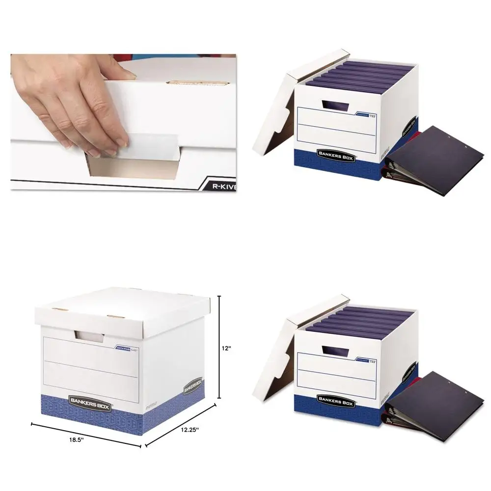 Прочные коробки для хранения для папок-скоросшивателей размером от 1,5 до 3 дюймов, 12,25 x 18,5 x 12, упаковка из 12 штук.
Прочные коробки для хранения для папок-скоросшивателей размером от 1,5 до 3 дюймов, 12,25 x 18,5 x 12, упаковка из 12 штук.