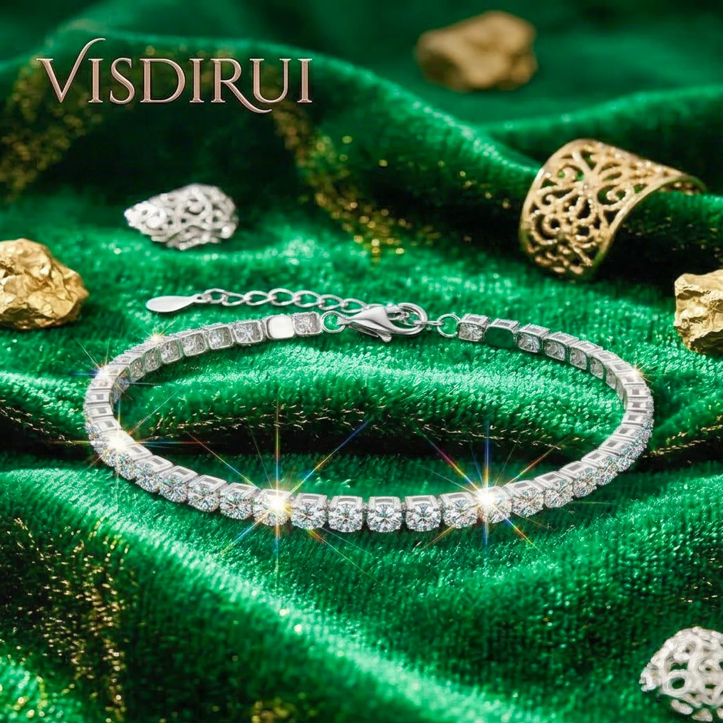 VISDIRUI 2-3mm D Color Moissanite Bezel Set Tennis Bracelet S925 Sterling Silver Adjustable Length Vintage Fine Jewelry Women
VISDIRUI 2-3mm D Color Moissanite Bezel Set Tennis Bracelet S925 Sterling Silver Adjustable Length Vintage Fine Jewelry Women