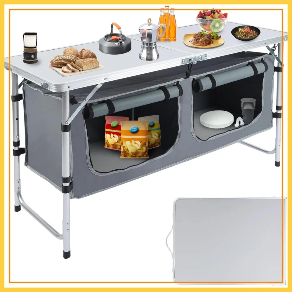 Portable Folding Camping Table with Storage, 3 Heights, Lightweight Aluminum
Portable Folding Camping Table with Storage, 3 Heights, Lightweight Aluminum
