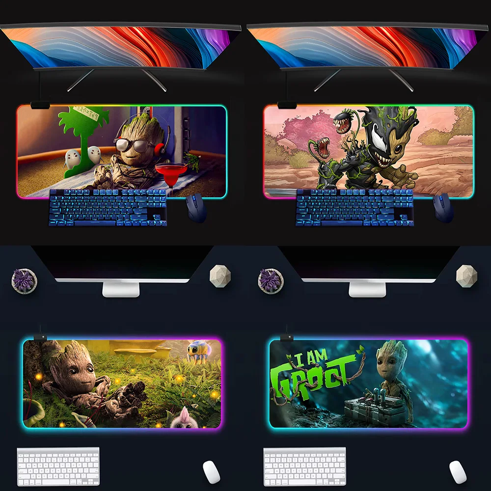 Baby Groots RGB Pc Gamer Keyboard Mouse Pad Mousepad LED Glowing Mouse Mats Rubber Gaming Computer Mausepad
Baby Groots RGB Pc Gamer Keyboard Mouse Pad Mousepad LED Glowing Mouse Mats Rubber Gaming Computer Mausepad