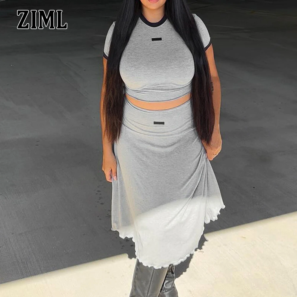ZIML Minimalist Chic Two Piece Sets for Women Round Neck Short Sleeve Tops High Waist Long Skirts Casual Chic Set Female Fashion
ZIML Minimalist Chic Two Piece Sets for Women Round Neck Short Sleeve Tops High Waist Long Skirts Casual Chic Set Female Fashion