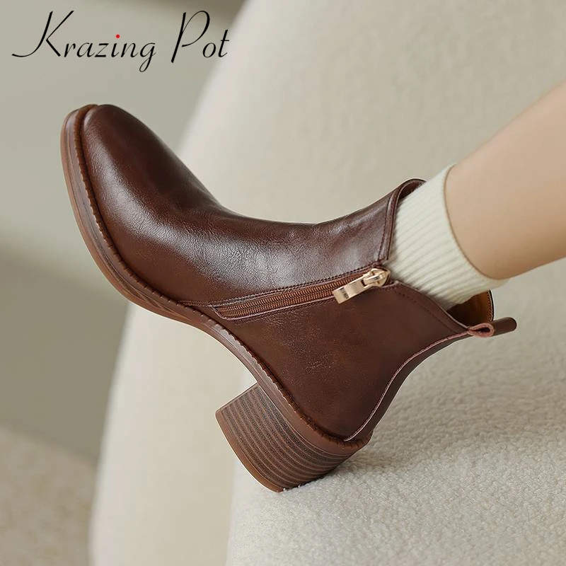 Krazing Pot Cow Leather Retro Basic Clothing Round Toe Med Heels Winter Keep Warm Western Boots Big Size 41 Dating Ankle Boots
Krazing Pot Cow Leather Retro Basic Clothing Round Toe Med Heels Winter Keep Warm Western Boots Big Size 41 Dating Ankle Boots