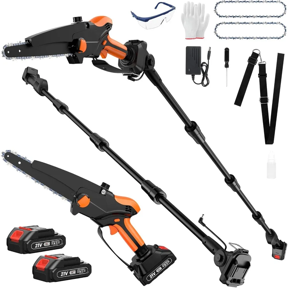 2-IN-1 Cordless Pole Saw & 8" Mini Chainsaw Battery Powered, Electric Pole Saws for Tree Trimming with 2 x 21V Batteries, Auto O
2-IN-1 Cordless Pole Saw & 8" Mini Chainsaw Battery Powered, Electric Pole Saws for Tree Trimming with 2 x 21V Batteries, Auto O