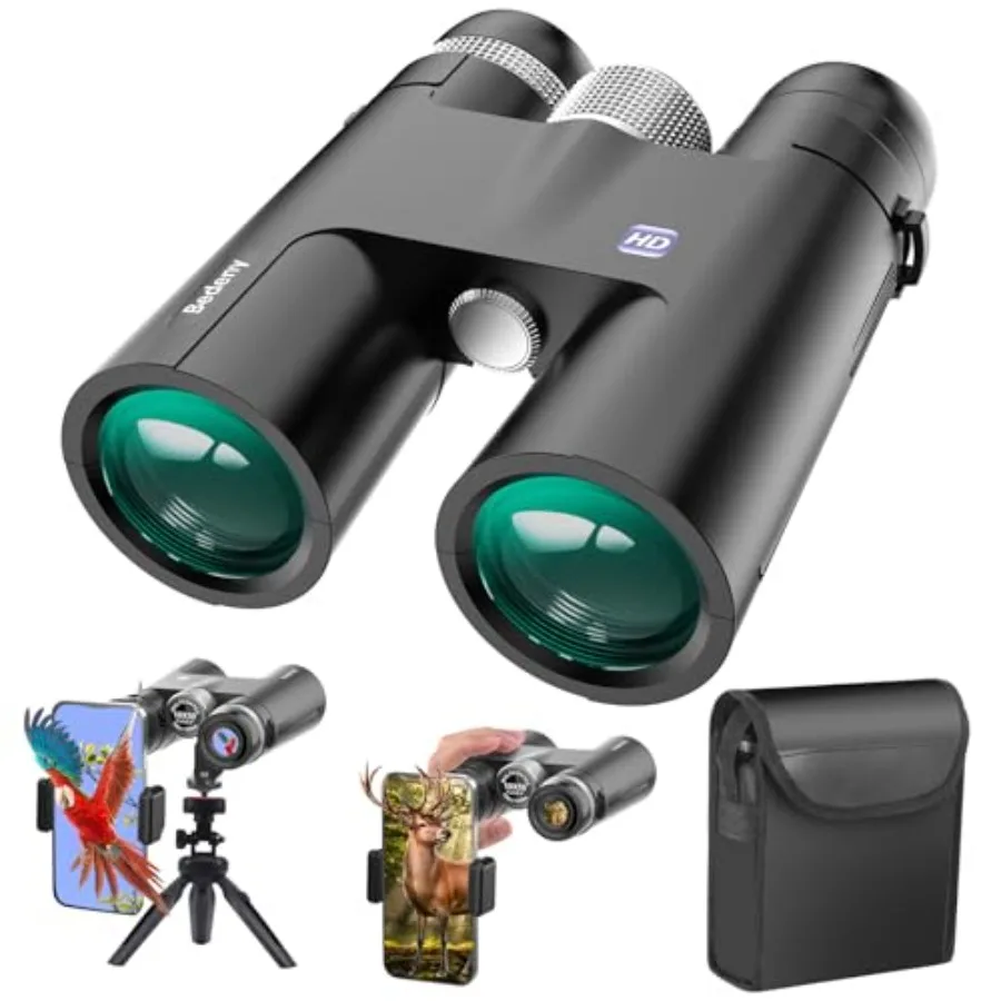 HD binoculars for adults: aluminum alloy body, black finish, upgraded phone adapter for stable smartphone mounting
HD binoculars for adults: aluminum alloy body, black finish, upgraded phone adapter for stable smartphone mounting