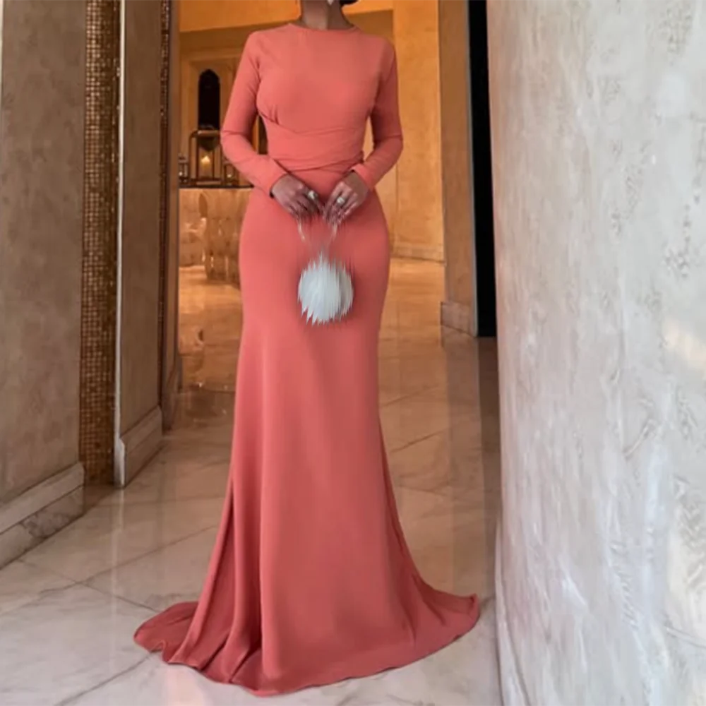Customized Mermaid Prom Dresses Floor-Length O-Neck Full Sleeve Evening Gown Simple Fashion Lace-Up Draped Casual Party Gown
Customized Mermaid Prom Dresses Floor-Length O-Neck Full Sleeve Evening Gown Simple Fashion Lace-Up Draped Casual Party Gown