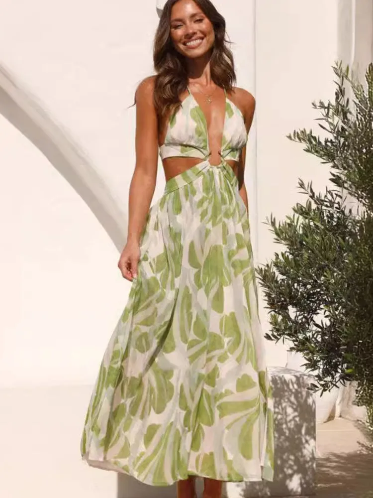Women Sexy Backless Dress New Fashion V Neck Beach Vacation Party Print High Waist Sleeveless Long Dresses Slim Spaghetti Strap
Women Sexy Backless Dress New Fashion V Neck Beach Vacation Party Print High Waist Sleeveless Long Dresses Slim Spaghetti Strap
