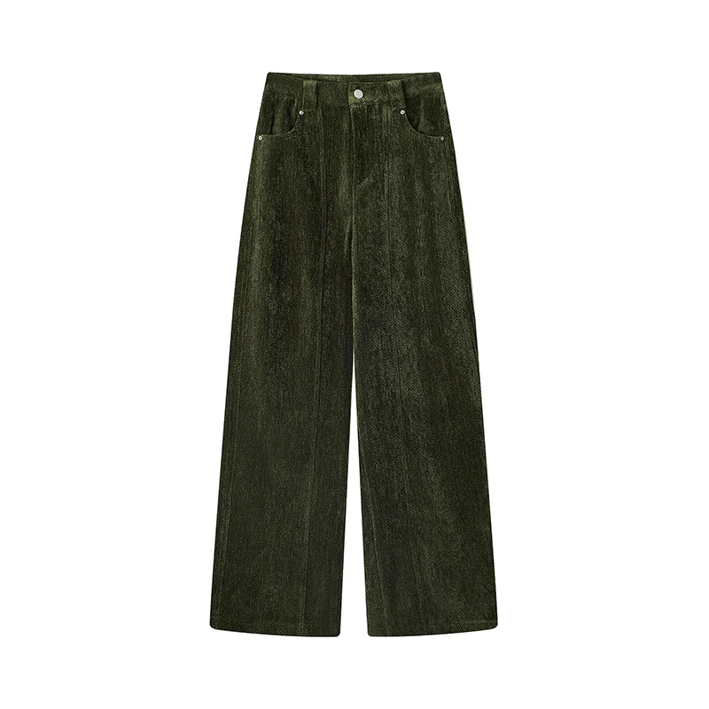 Retro Hong Kong style green corduroy suit pants women's winter relaxed thickened velvet casual wide leg curved knife pants
Retro Hong Kong style green corduroy suit pants women's winter relaxed thickened velvet casual wide leg curved knife pants