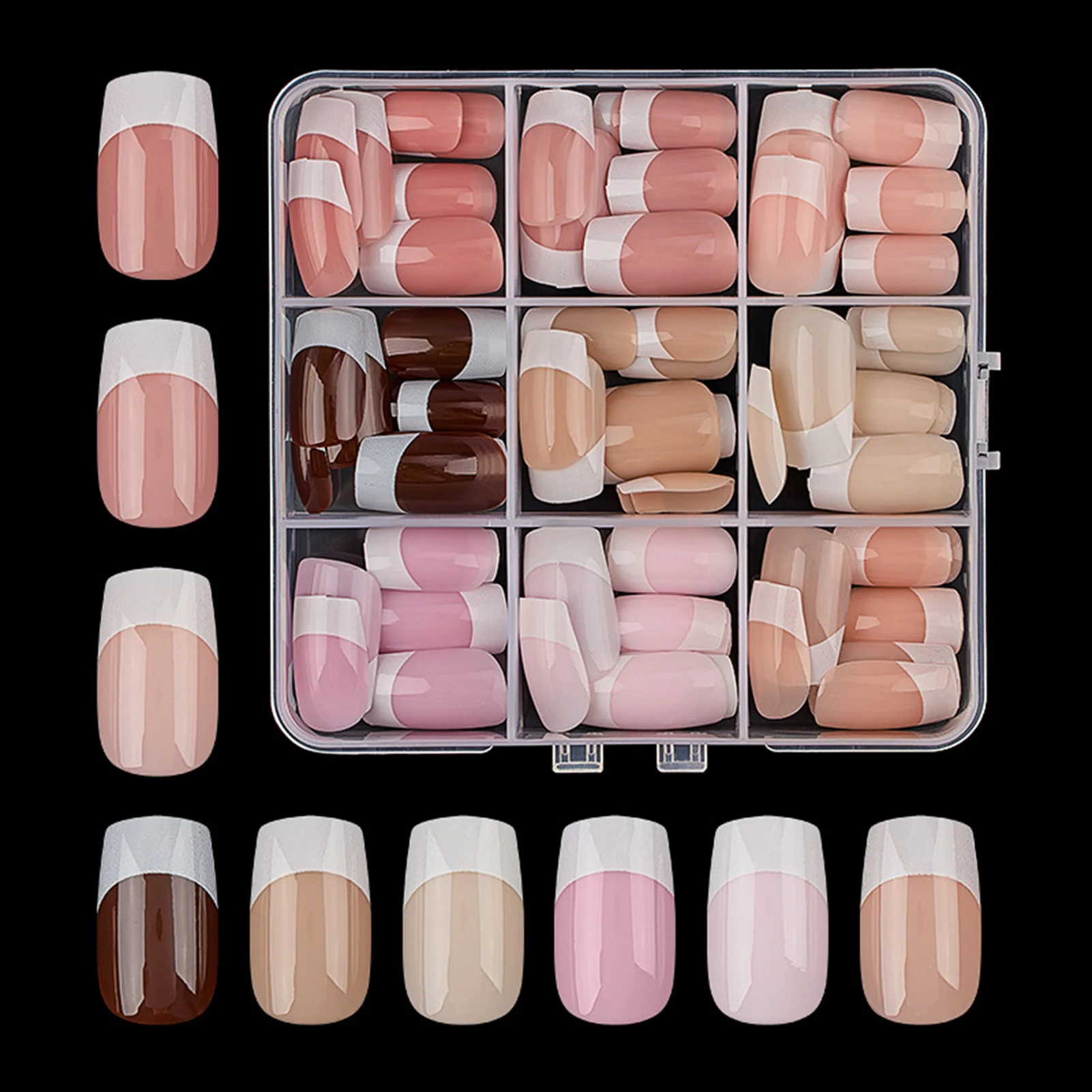 108Pcs Mid-length Coffin False Nails White French Tips Press On Nails Simple Nude Pink Color Square Stick-on Fake Nails Patches
108Pcs Mid-length Coffin False Nails White French Tips Press On Nails Simple Nude Pink Color Square Stick-on Fake Nails Patches
