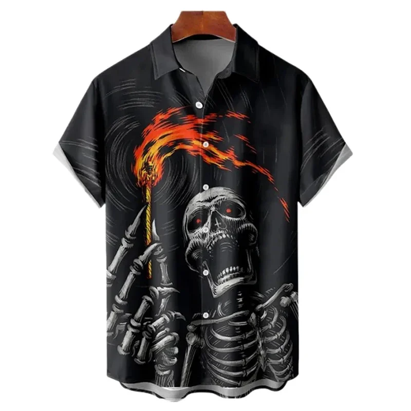 Мужская рубашка с принтом черепа, уличный тренд, стиль Харадзюку, с отложным воротником, в стиле хип-хоп, панк, оверсайз, повседневная, с коротким рукавом
Мужская рубашка с принтом черепа, уличный тренд, стиль Харадзюку, с отложным воротником, в стиле хип-хоп, панк, оверсайз, повседневная, с коротким рукавом