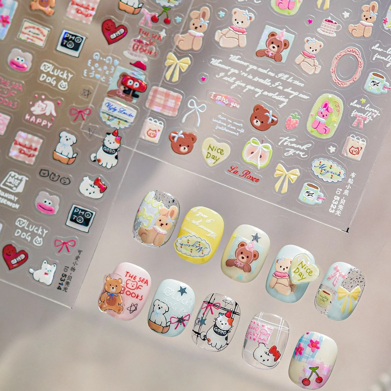 Cute Bear Dog Rabbit Bowknot Apple Gird Sweet Cat Cherry Love Heart Flower Star Self Adhesive Nail Art Stickers Manicure Decals 
Cute Bear Dog Rabbit Bowknot Apple Gird Sweet Cat Cherry Love Heart Flower Star Self Adhesive Nail Art Stickers Manicure Decals