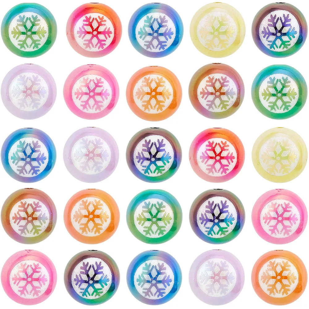 50Pcs Opeque Acrylic Beads Iridescent Round with Snowflower Mixed Color 15.5x15mm Hole: 2.5mm
50Pcs Opeque Acrylic Beads Iridescent Round with Snowflower Mixed Color 15.5x15mm Hole: 2.5mm