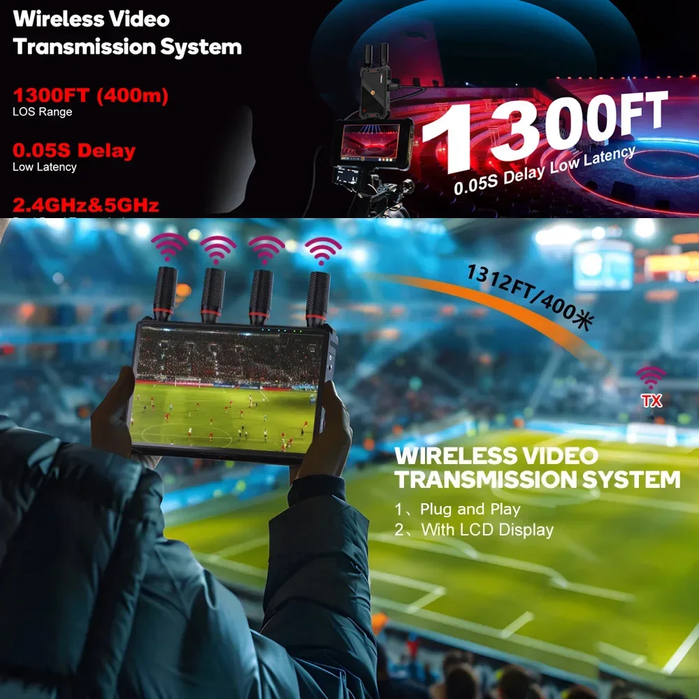 WL085P Беспроводной HDMI-видеопередатчик и удлинитель приемника 400 м с аккумуляторными слотами для экрана для цифровой зеркальной камеры, ноутбука к ТВ-монитора
WL085P Беспроводной HDMI-видеопередатчик и удлинитель приемника 400 м с аккумуляторными слотами для экрана для цифровой зеркальной камеры, ноутбука к ТВ-монитора