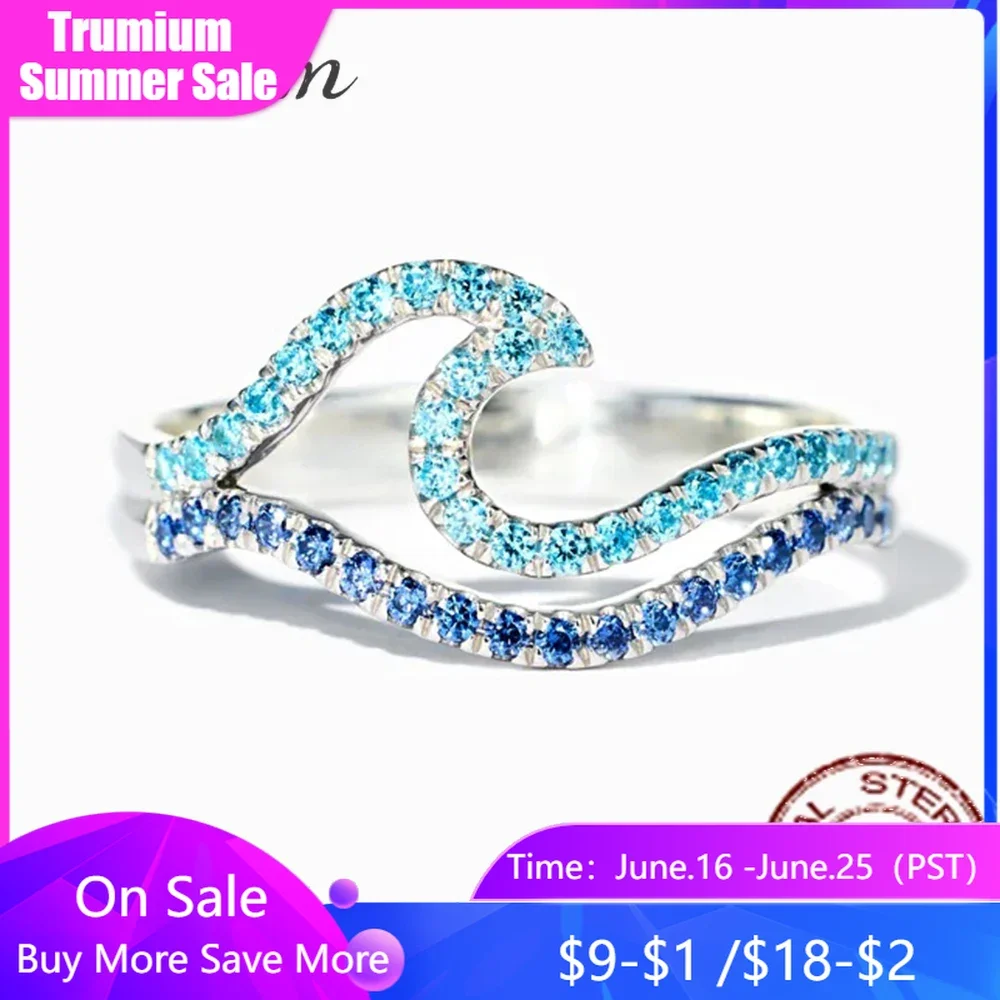Trumium New S925 Sterling Silver Double Layer Wave Gradient Blue Rings for Women Sea Design Fine Jewelry
Trumium New S925 Sterling Silver Double Layer Wave Gradient Blue Rings for Women Sea Design Fine Jewelry