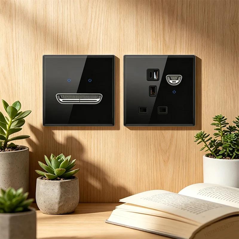 EU UK Tempered Glass Switch Socket with Indicator Light Self-Reset 1 2 3 4 Gang Universal Wall Panel Outlets USB Type-C Socket
EU UK Tempered Glass Switch Socket with Indicator Light Self-Reset 1 2 3 4 Gang Universal Wall Panel Outlets USB Type-C Socket