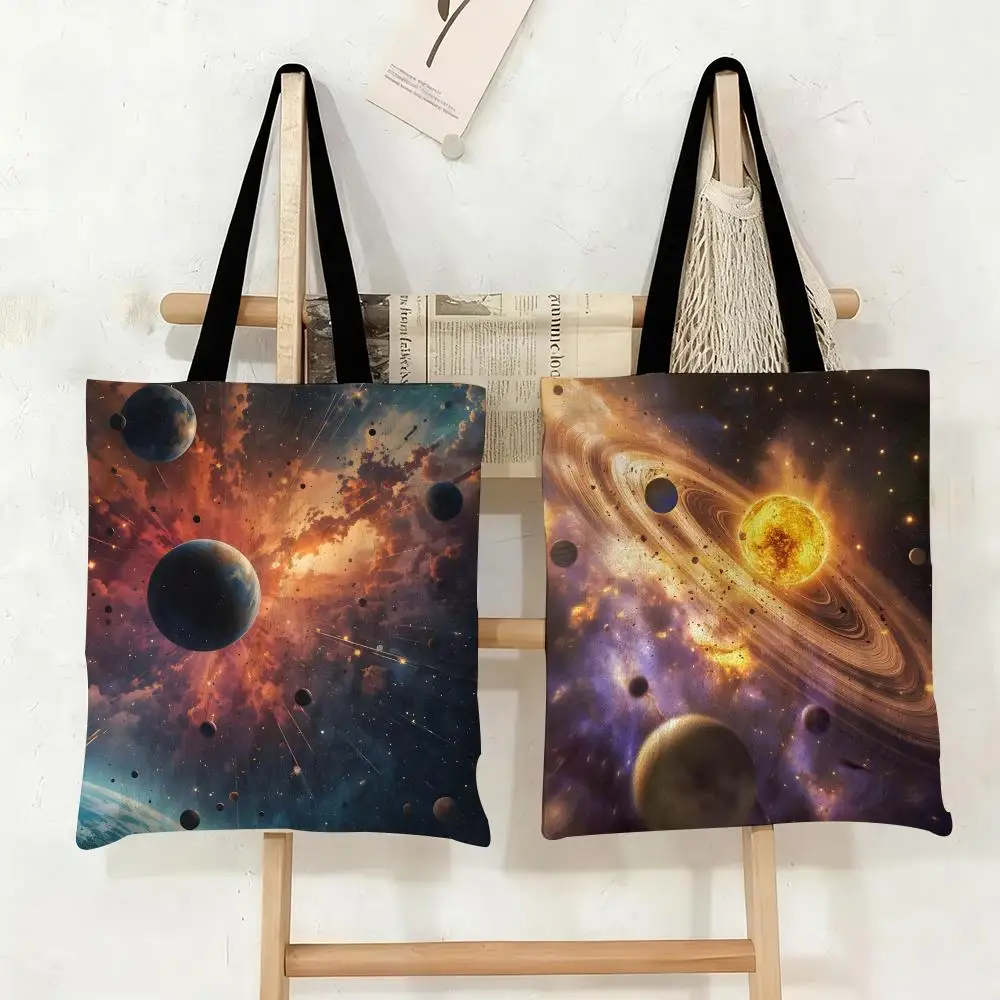 Planets and Rings Storage Bags Canvas Tote Bag Large Capacity Double-Sided Print Reusable Shopping Bag Eco-Friendly Shoulder Bag
Planets and Rings Storage Bags Canvas Tote Bag Large Capacity Double-Sided Print Reusable Shopping Bag Eco-Friendly Shoulder Bag