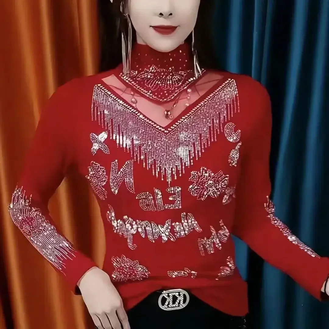 Embellished Slim Fit Elegant and Youthful Woman Blouses for Lady Super Offers Korean Reviews Many Clothes Shinny Rhinestone
Embellished Slim Fit Elegant and Youthful Woman Blouses for Lady Super Offers Korean Reviews Many Clothes Shinny Rhinestone