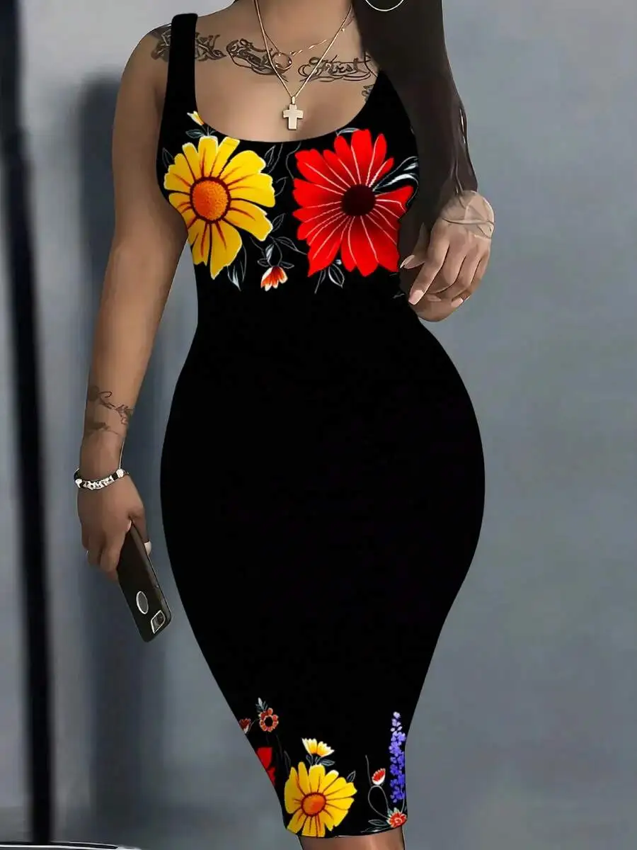 Floral Print Women Bodycon Dress Summer Sleeveless Vest Dress
Floral Print Women Bodycon Dress Summer Sleeveless Vest Dress
