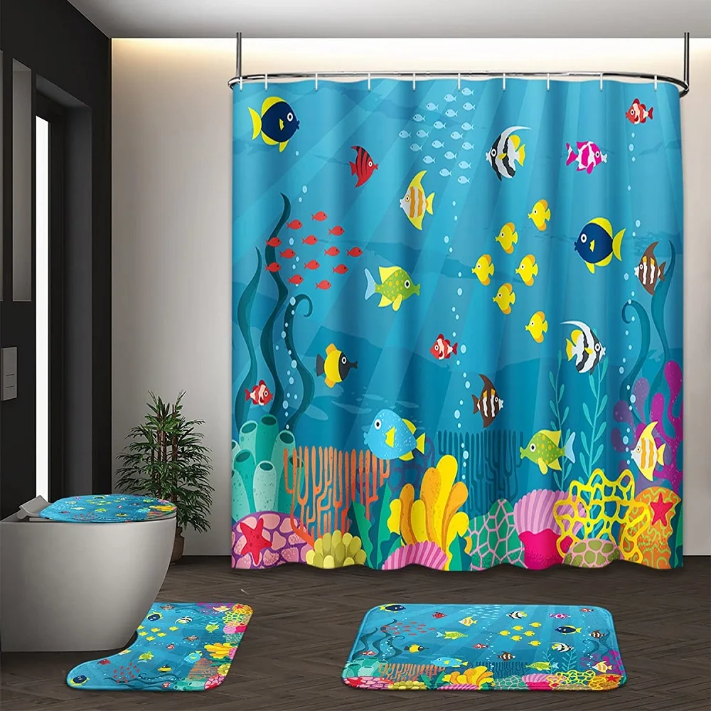 3D Ocean Dolphins Shower Curtain Set Seabed World Sea Fish Seaweed Non-Slip RugToilet Lid Cover Bath Mat Bathroom Bath Curtains
3D Ocean Dolphins Shower Curtain Set Seabed World Sea Fish Seaweed Non-Slip RugToilet Lid Cover Bath Mat Bathroom Bath Curtains