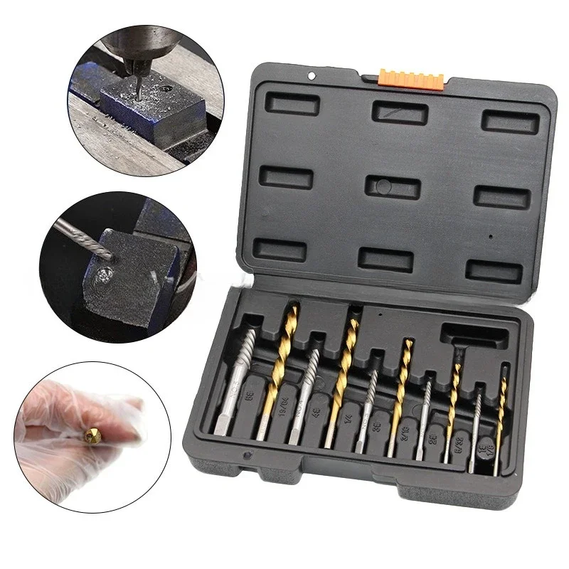 Набор сломанных болтов, поврежденный набор, 10/14 шт., экстрактор винтов, кобальтовое левое сверло
Набор сломанных болтов, поврежденный набор, 10/14 шт., экстрактор винтов, кобальтовое левое сверло