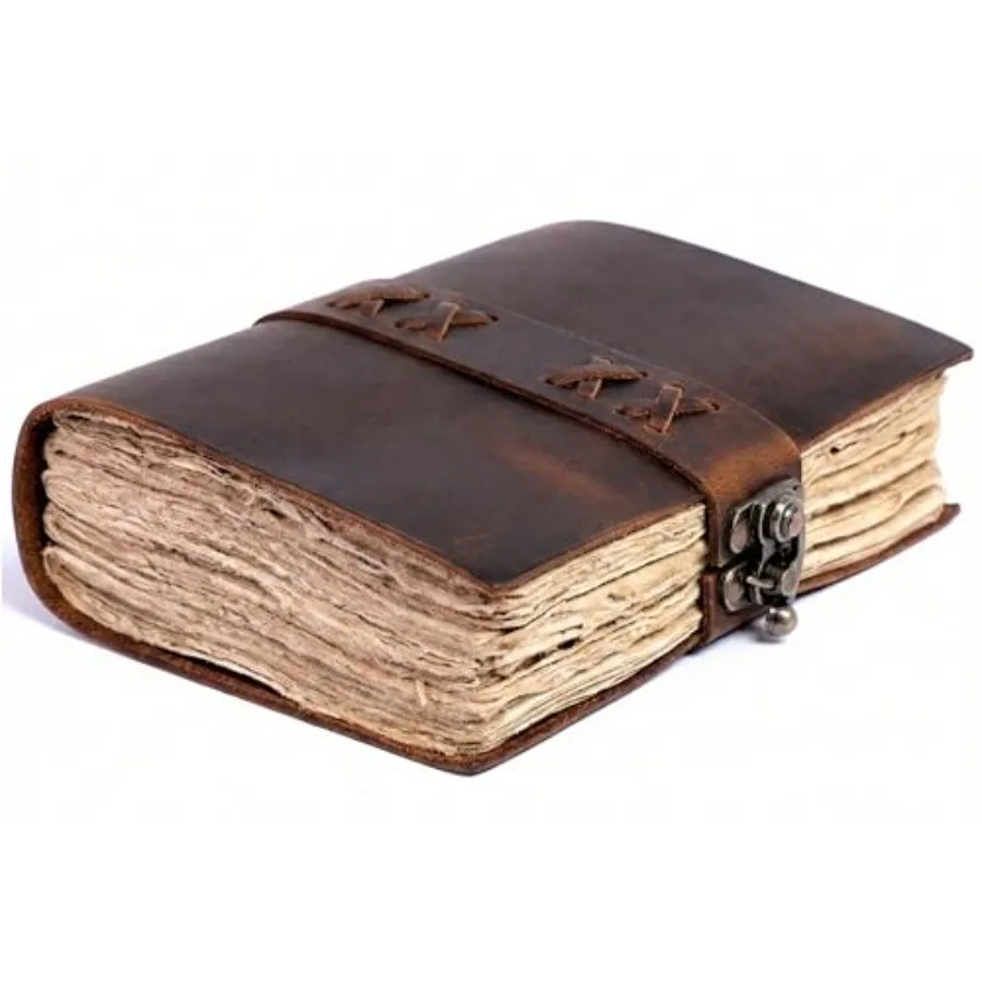 Leather Bound Vintage Journal for Women and Men Book of Shadows Lock Closure 200 Pages of Antique Deckle Edges Handmade Paper e
Leather Bound Vintage Journal for Women and Men Book of Shadows Lock Closure 200 Pages of Antique Deckle Edges Handmade Paper e