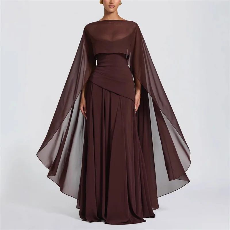 Wrap Cape Brown Prom Dress Sexy Lace Up Back Full Sleeves Long Sheath Party Gown Casual Hot Girl Formal Wedding Birthday Robe
Wrap Cape Brown Prom Dress Sexy Lace Up Back Full Sleeves Long Sheath Party Gown Casual Hot Girl Formal Wedding Birthday Robe