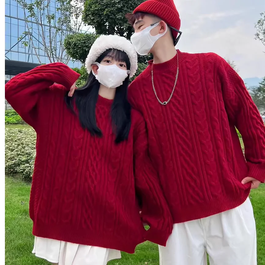 Красный круглый вязаный свитер свободного кроя для мужчин, для свадебных фотосессий, осенне-зимний, базовый слой для пар, повседневный, из смесового хлопка
Красный круглый вязаный свитер свободного кроя для мужчин, для свадебных фотосессий, осенне-зимний, базовый слой для пар, повседневный, из смесового хлопка