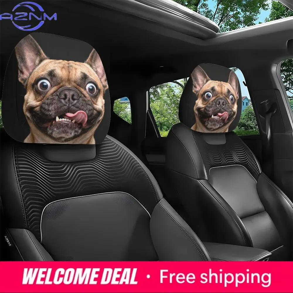 2pcs French Bulldog with Tongue Out Funny Print Car Headrest Covers, Easy to Install and Wash, Perfect Funny Car Accessory
2pcs French Bulldog with Tongue Out Funny Print Car Headrest Covers, Easy to Install and Wash, Perfect Funny Car Accessory