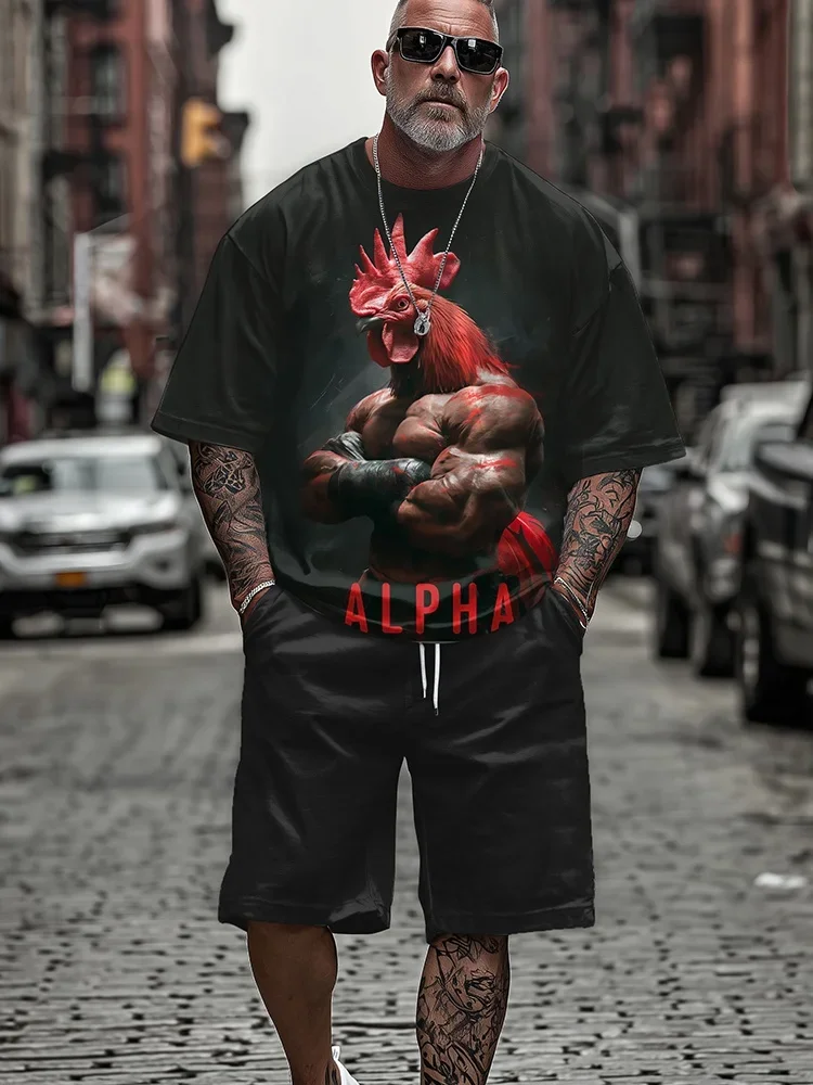 Summer Plus Size Men's Streetwear 2 Piece Outfit Level Up Rooster Alpha Graphic Printed Short Sleeve T-Shirt and Shorts Sets
Summer Plus Size Men's Streetwear 2 Piece Outfit Level Up Rooster Alpha Graphic Printed Short Sleeve T-Shirt and Shorts Sets