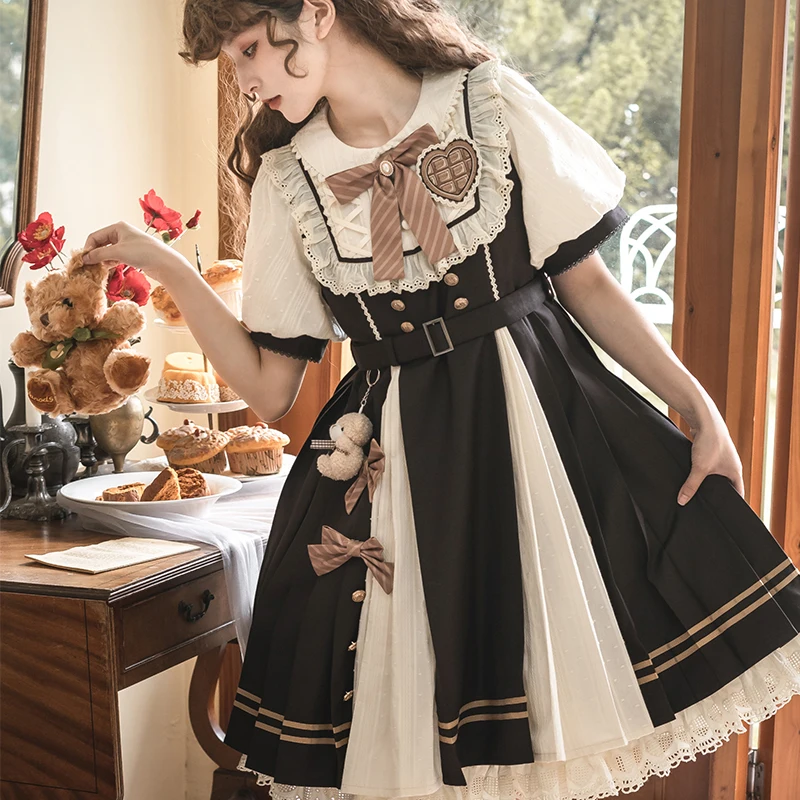 NONSAR Vintage Elegant Lolita OP Dress Women Kawaii Bow Lace Doll Collar Patchwork Princess Pleated Dress College Retro Dresses
NONSAR Vintage Elegant Lolita OP Dress Women Kawaii Bow Lace Doll Collar Patchwork Princess Pleated Dress College Retro Dresses