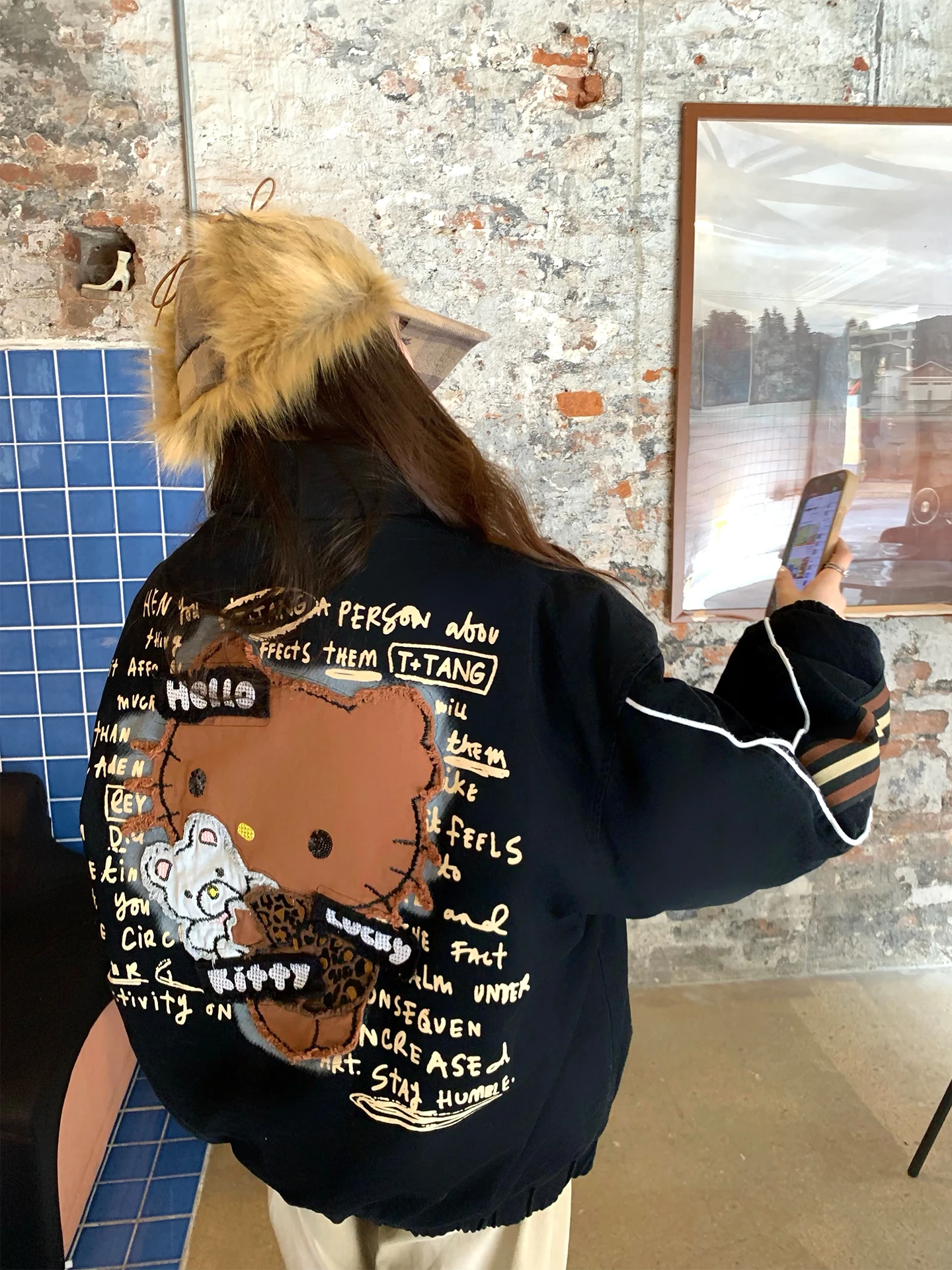 Sli Bla Kit Ba Patch Cotton Jaet Women's Winter Warm Top Trendy Design Sense Commute Loose Fit Long Sve
Sli Bla Kit Ba Patch Cotton Jaet Women's Winter Warm Top Trendy Design Sense Commute Loose Fit Long Sve