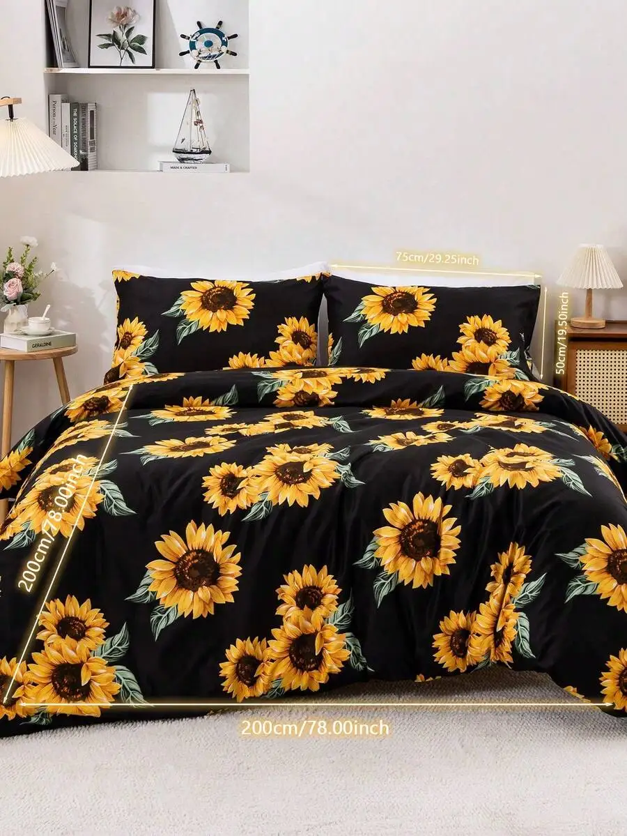 3pcs/Set Sunflower Bedding Set, Full Size, Solid Color Background With Sunflower Pattern, Comfortable Sunflower Duvet Cover Set
3pcs/Set Sunflower Bedding Set, Full Size, Solid Color Background With Sunflower Pattern, Comfortable Sunflower Duvet Cover Set