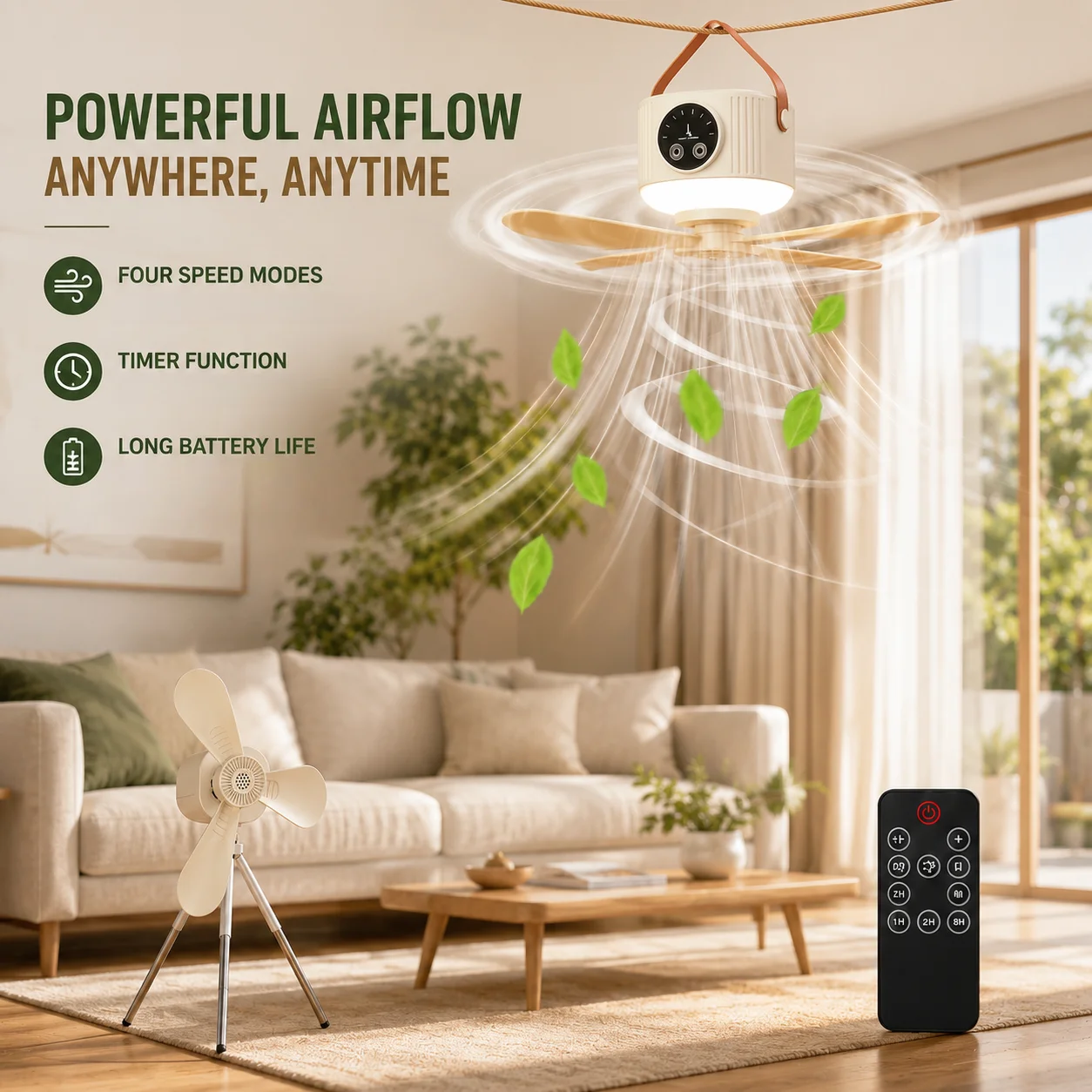 Portable USB-Charged Camping Ceiling Fan: 2-in-1 Fan and Night Light, Extra-Long Battery Life, Includes Tripod Stand, Can Be Hung or Placed Upright, Removable Blades for Easy Cleaning, Ideal for Tents, Dorm Rooms, RVs, and Balconies
Portable USB-Charged Camping Ceiling Fan: 2-in-1 Fan and Night Light, Extra-Long Battery Life, Includes Tripod Stand, Can Be Hung or Placed Upright, Removable Blades for Easy Cleaning, Ideal for Tents, Dorm Rooms, RVs, and Balconies