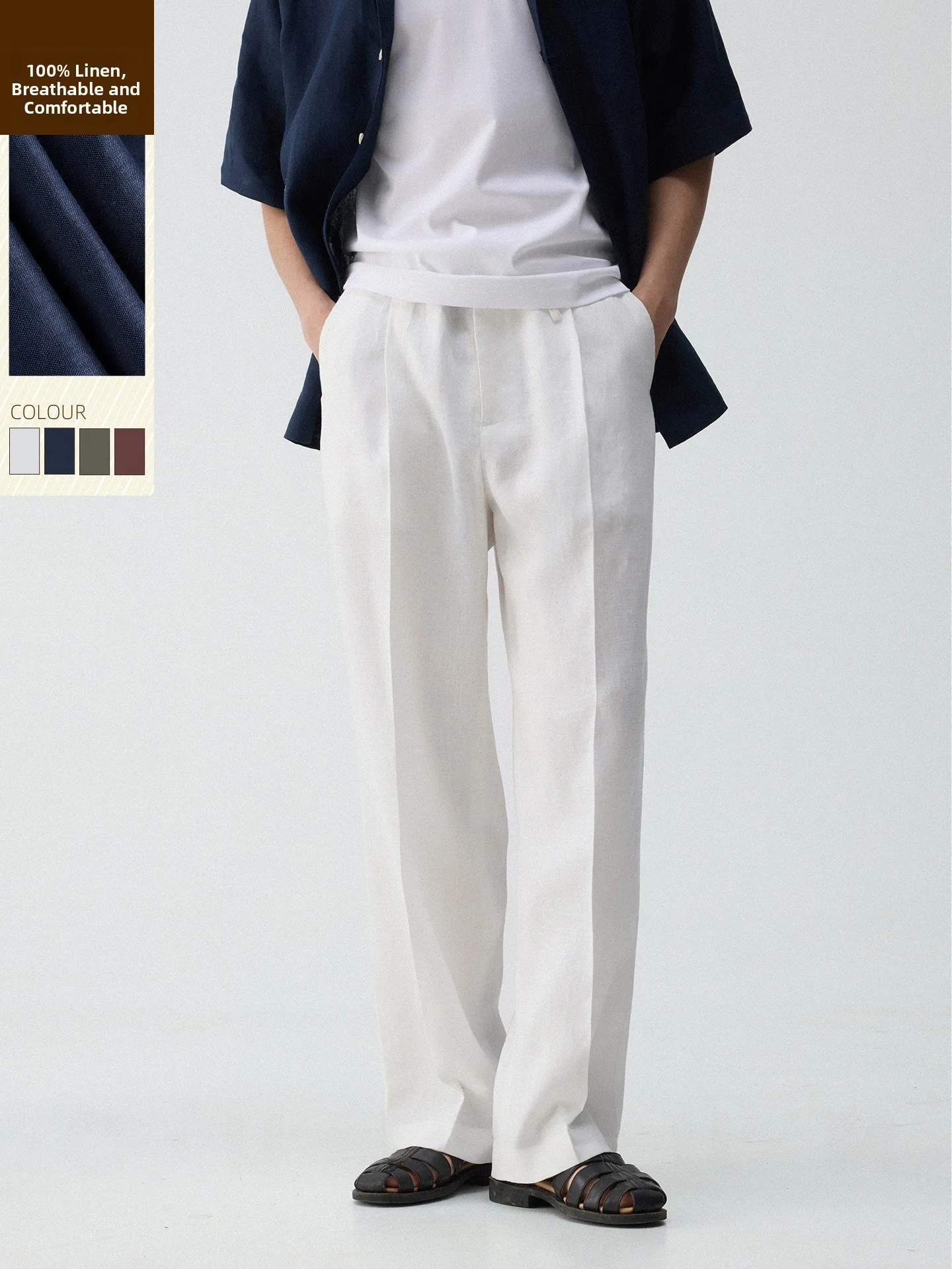CULTUM Men's Casual Wide Leg Pants Linen Drawstring Straight Leg Comfortable Breathable Spring Summer High Waist Zipper
CULTUM Men's Casual Wide Leg Pants Linen Drawstring Straight Leg Comfortable Breathable Spring Summer High Waist Zipper