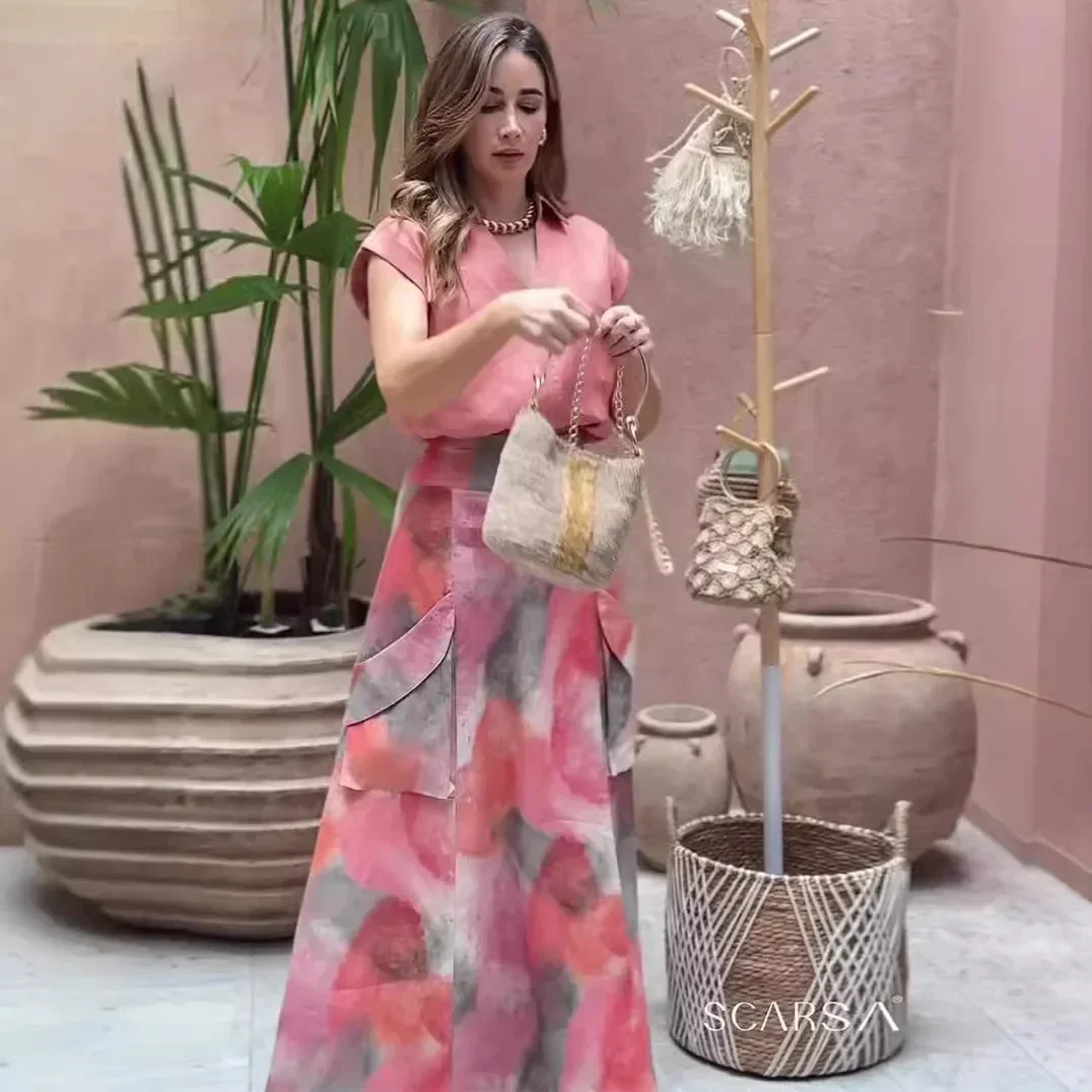 2 Piece Sets Women V Neck Short Sleeves Top Blouse Print Skirt Suit Pockets Ensemble Temperament Office Lady Skirts Outfits
2 Piece Sets Women V Neck Short Sleeves Top Blouse Print Skirt Suit Pockets Ensemble Temperament Office Lady Skirts Outfits