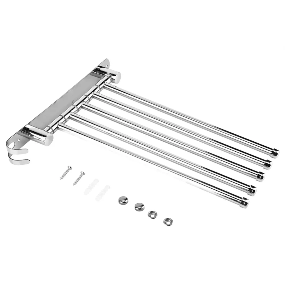 Stainless Steel Rotary Towel Rack Wall Mounted Adjustable Swing Arms Towel Rack Silver Double Hook Swivel Towel Bar Convenient
Stainless Steel Rotary Towel Rack Wall Mounted Adjustable Swing Arms Towel Rack Silver Double Hook Swivel Towel Bar Convenient