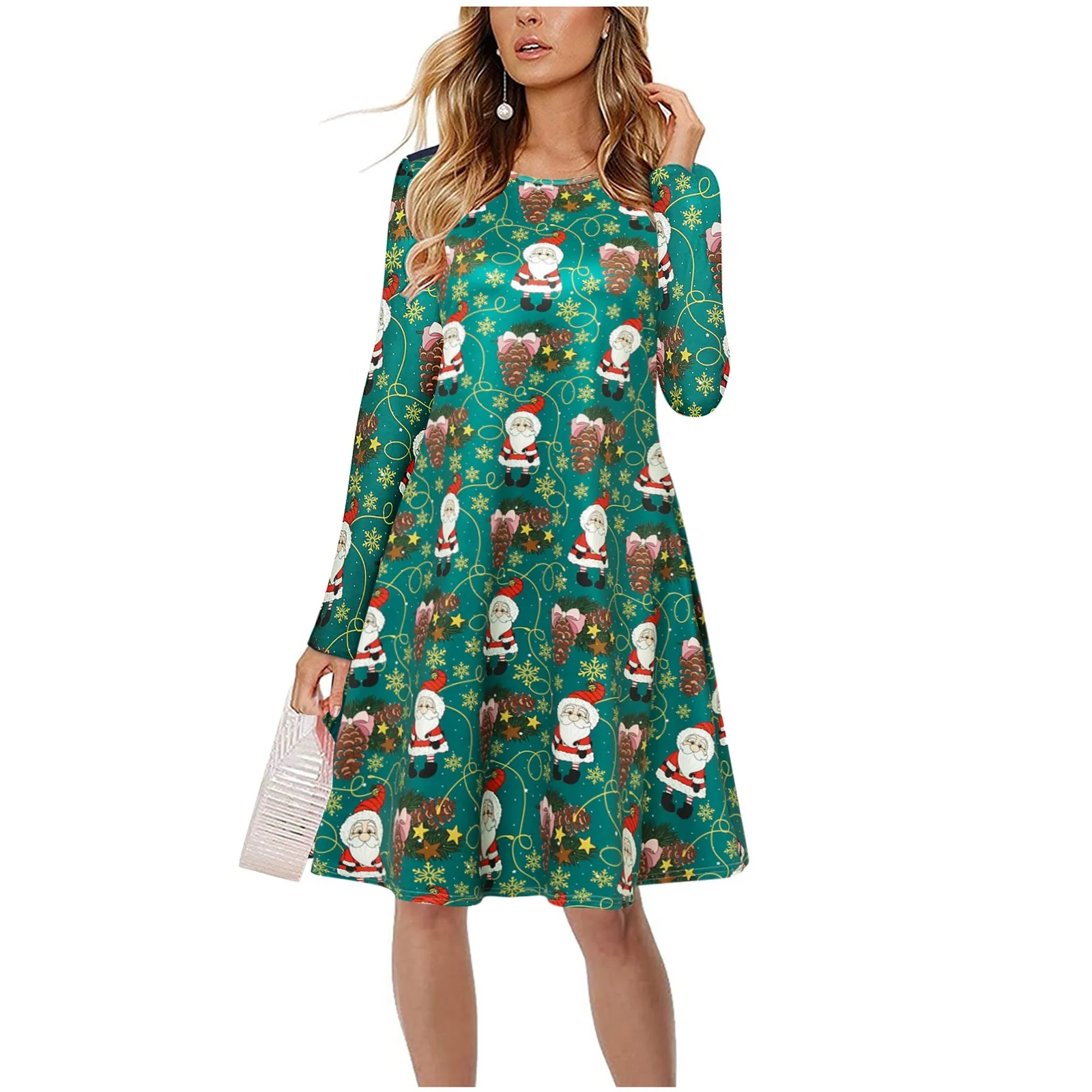 2023 Women Christmas Party Dress Winter Snowflake Xmas Santa Print Dress Casual Long Sleeve Christmas Clothing Autumn Mini Dress
2023 Women Christmas Party Dress Winter Snowflake Xmas Santa Print Dress Casual Long Sleeve Christmas Clothing Autumn Mini Dress