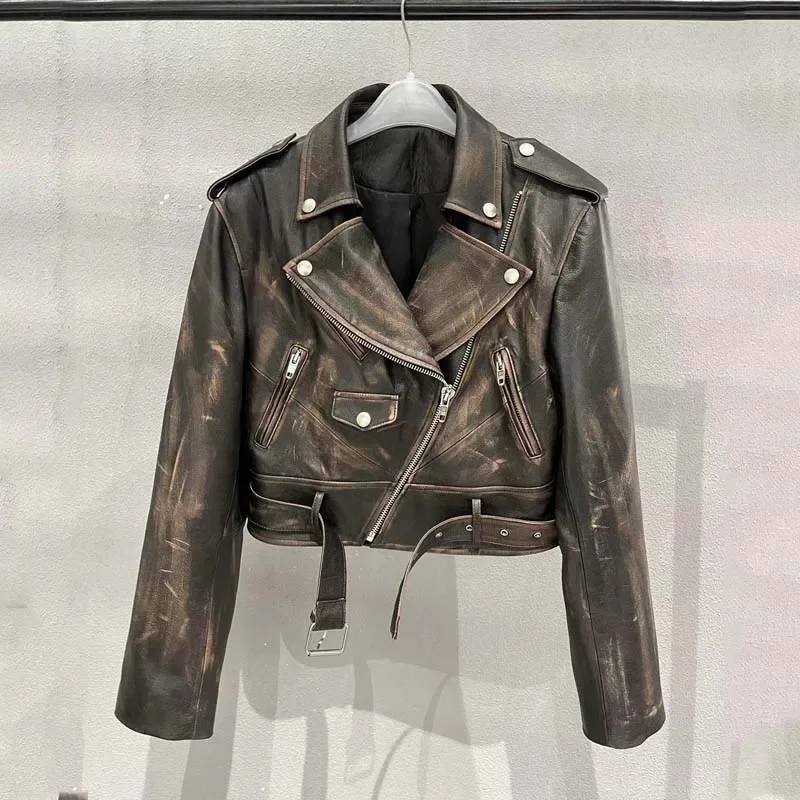 Women Coat Spring And Autumn 2024 New Arrival Genuine Leather Jacket Turn-Down Collar Clothes Vintage To Do Old Craft
Women Coat Spring And Autumn 2024 New Arrival Genuine Leather Jacket Turn-Down Collar Clothes Vintage To Do Old Craft