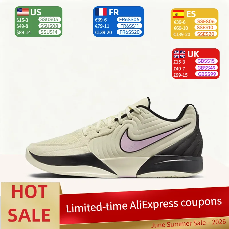 Nike Ja 2 Low-Top Basketball Shoes for Men - Soft, Comfortable, Slip-Resistant, Durable - White/Purple/Black FD7327-100
Nike Ja 2 Low-Top Basketball Shoes for Men - Soft, Comfortable, Slip-Resistant, Durable - White/Purple/Black FD7327-100