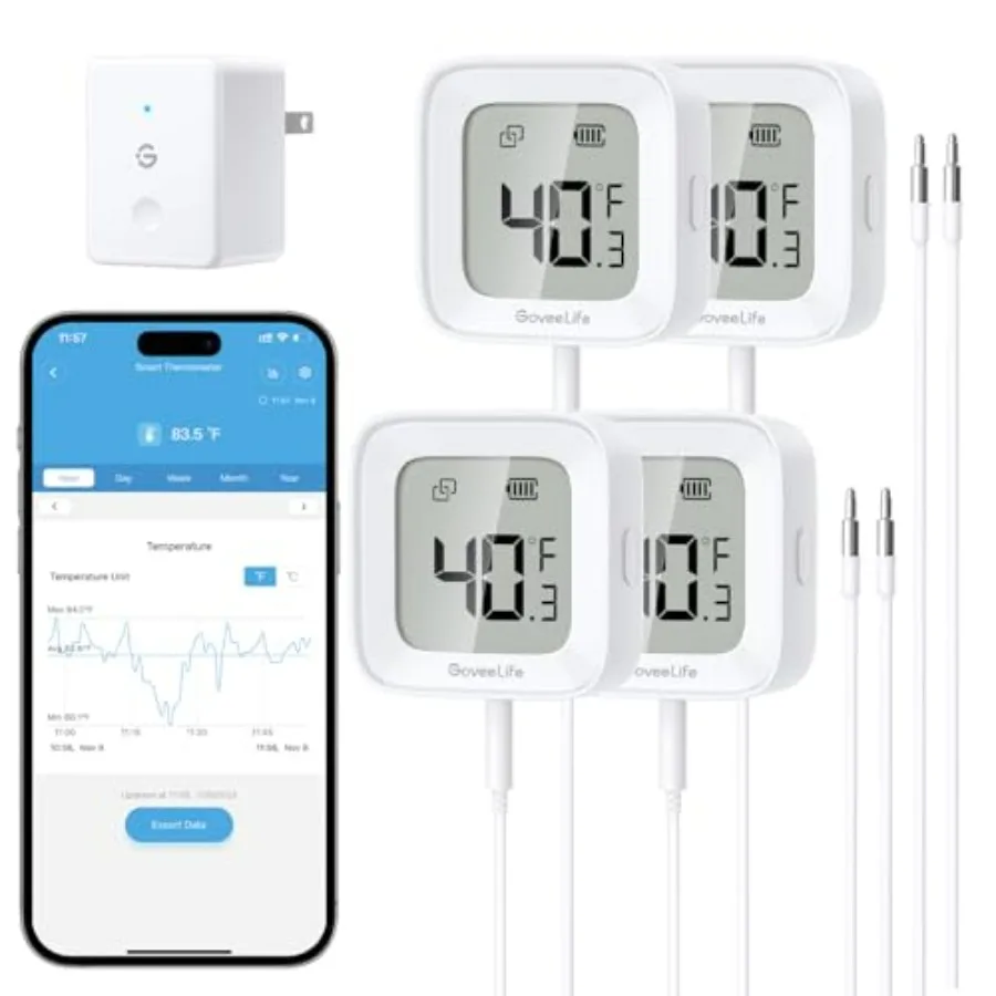 WiFi Refrigerator Thermometer with Alarm, Wireless Digital Freezer Temperature Gauge with App Control, LCD Display, 2 Years Fre
WiFi Refrigerator Thermometer with Alarm, Wireless Digital Freezer Temperature Gauge with App Control, LCD Display, 2 Years Fre