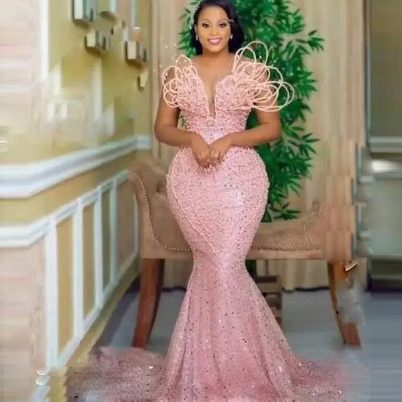 With Sheer Neck Pearls Sleeveless Sequined Evening Dress Custom Made African Women Mermaid Prom Dresses
With Sheer Neck Pearls Sleeveless Sequined Evening Dress Custom Made African Women Mermaid Prom Dresses