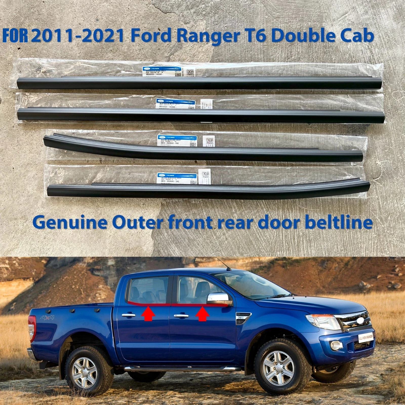 4PCS Window Outer Weatherstrip AB3926201A39AE For Ford Ranger 2012 - 2021 Side Door Glass Rubber Belt Moulding Trim Sealing
4PCS Window Outer Weatherstrip AB3926201A39AE For Ford Ranger 2012 - 2021 Side Door Glass Rubber Belt Moulding Trim Sealing
