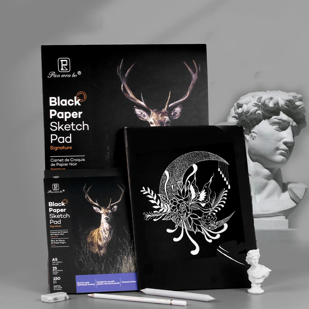 Черная бумага Альбом для рисования А4 А5 Альбом для рисования Черная бумага 150GSM
Черная бумага Альбом для рисования А4 А5 Альбом для рисования Черная бумага 150GSM