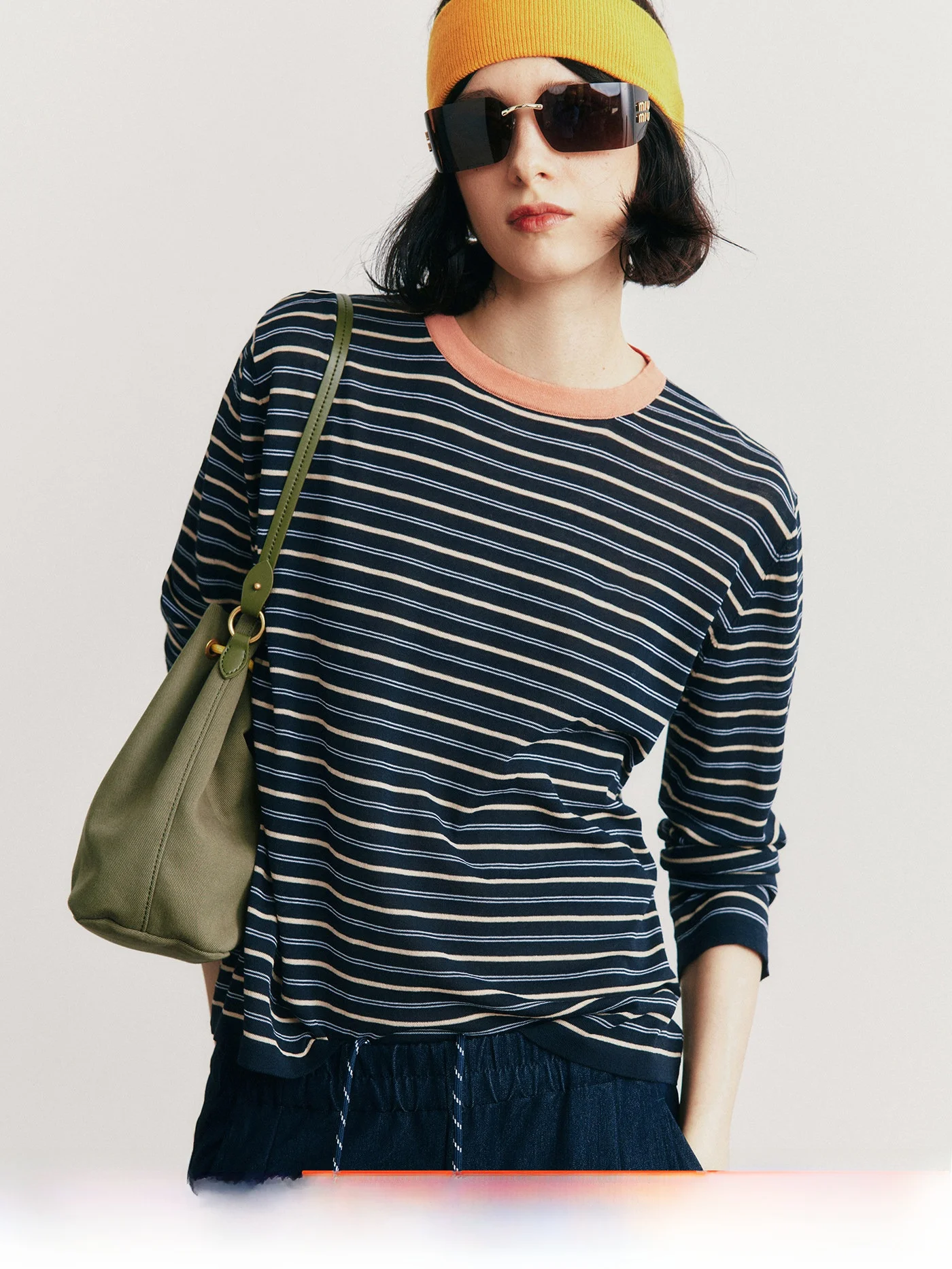 Classic Face Women's Knitted Long Sleeve round Neck Stripe Cotton Blend Comfortable Breathable Versatile Cool T-Shirt
Classic Face Women's Knitted Long Sleeve round Neck Stripe Cotton Blend Comfortable Breathable Versatile Cool T-Shirt