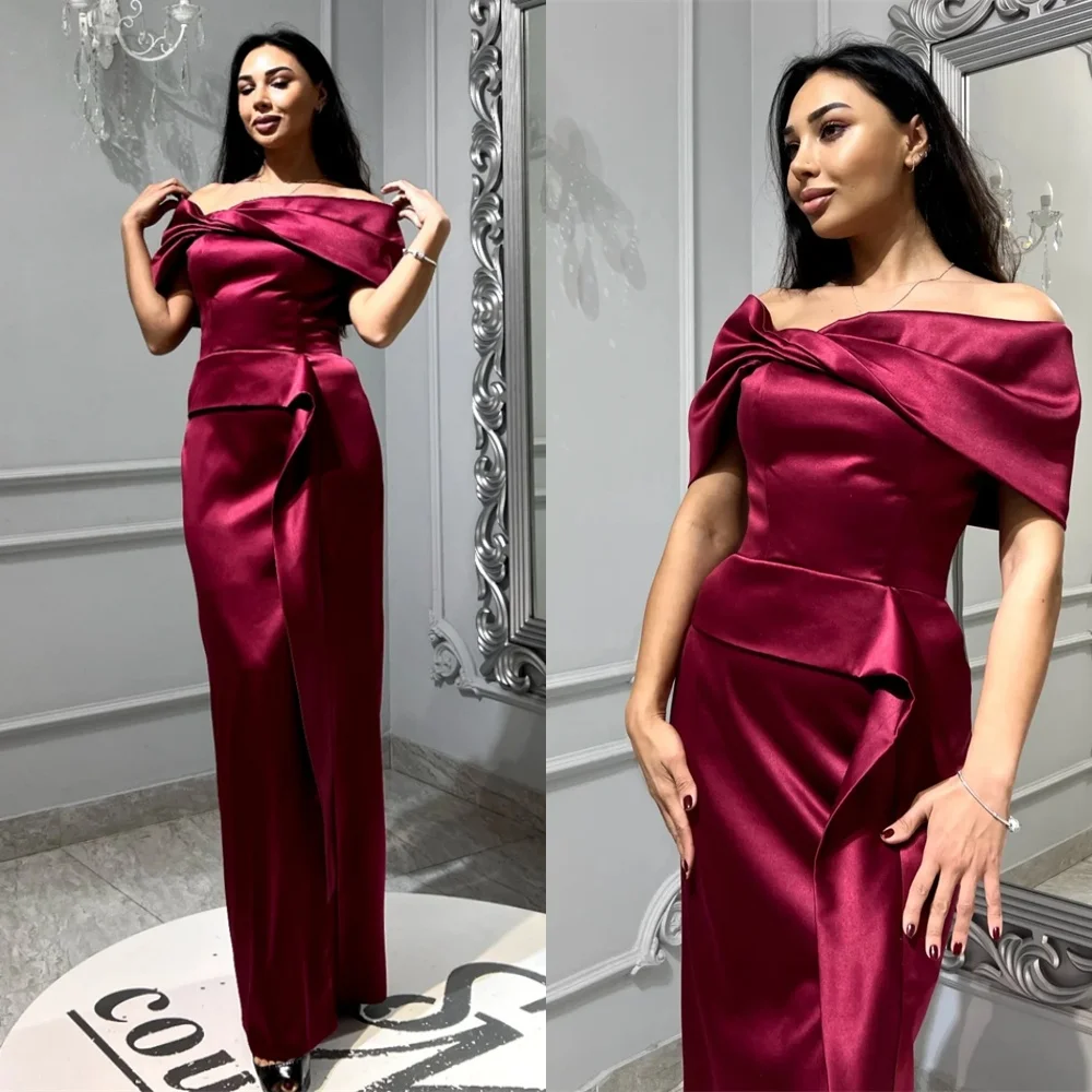 Customized Exquisite Burgundy Satin Evening Dress Elegant Mermaid Strapless Off the Shoulder Sleeveless Special Occasion Gowns
Customized Exquisite Burgundy Satin Evening Dress Elegant Mermaid Strapless Off the Shoulder Sleeveless Special Occasion Gowns