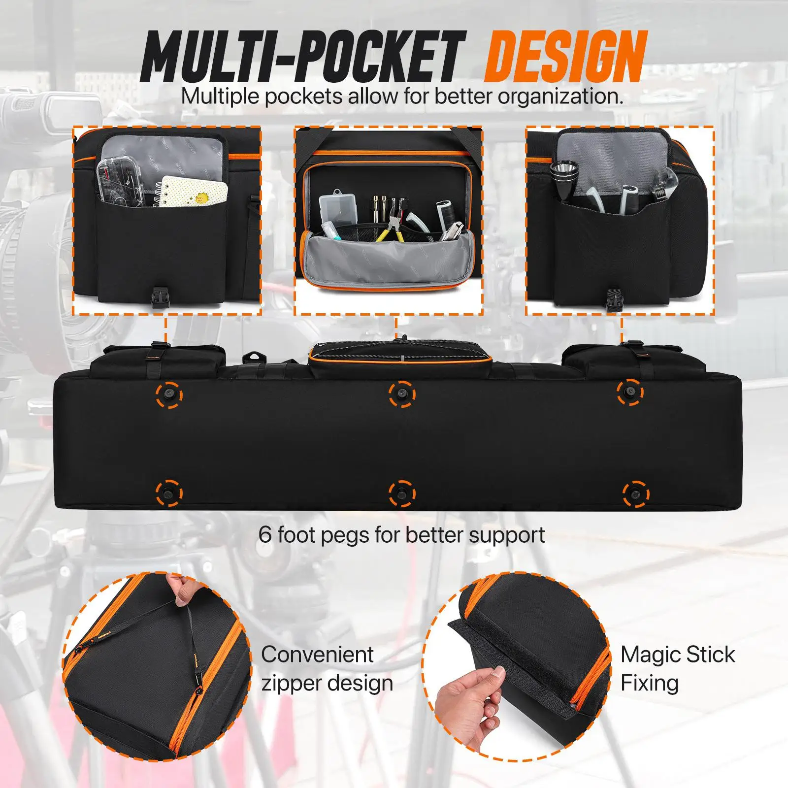 Tripod Carrying Case Bag, Light Stand Bag, with Shoulder Straps and Handles, for Speaker Stands
Tripod Carrying Case Bag, Light Stand Bag, with Shoulder Straps and Handles, for Speaker Stands