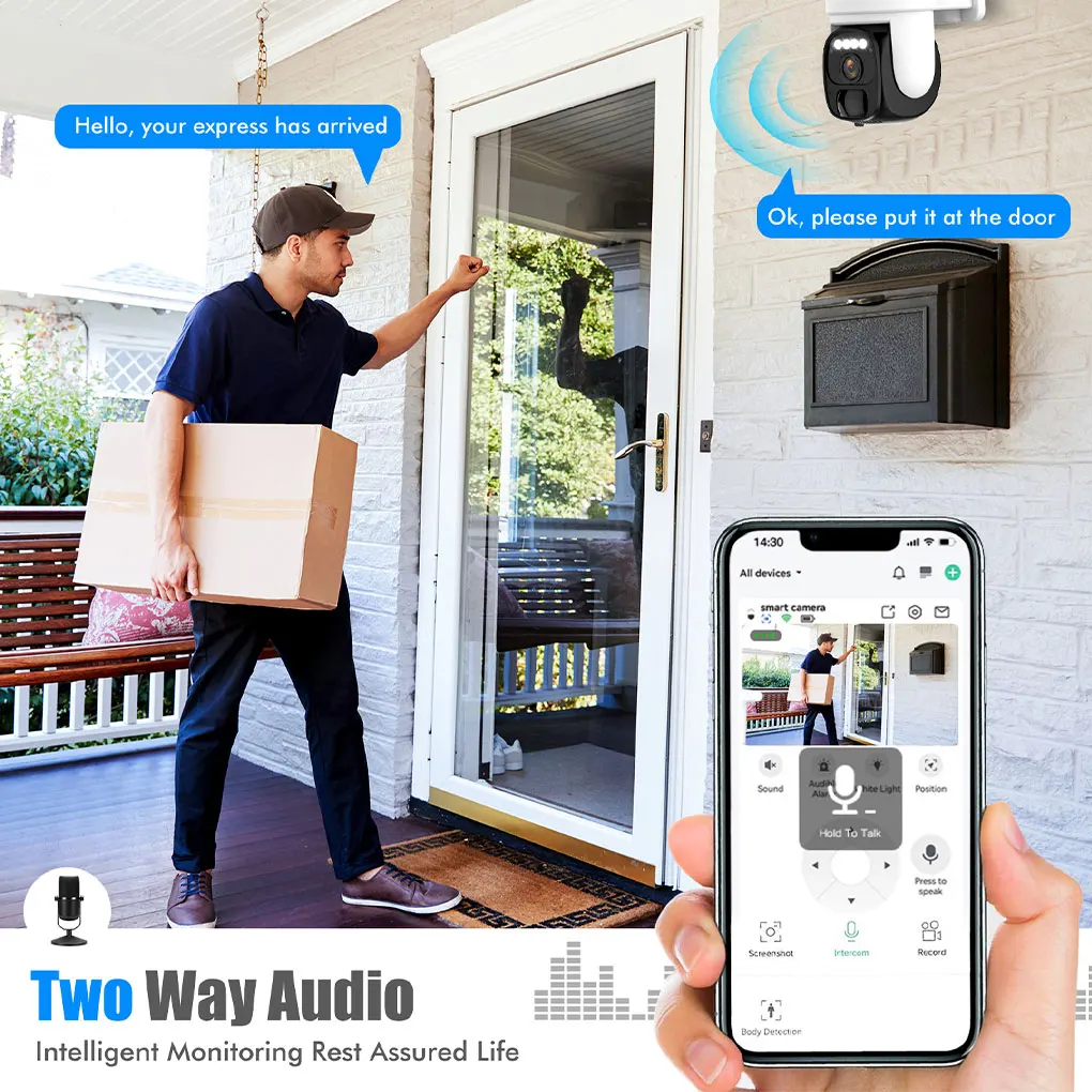 Белые солнечные камеры видеонаблюдения 2K, двустороннее аудио, простая установка, удаленный доступ
Белые солнечные камеры видеонаблюдения 2K, двустороннее аудио, простая установка, удаленный доступ