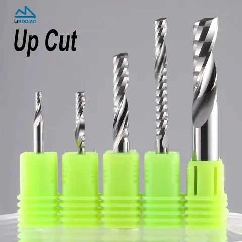 1Pcs 3.175/4/6/8/10/12mm 1 Flute Up Cut Milling Cutter CNC Router Bit Engraving Cut End Mill for Wood Acrylic PVC Plastic
