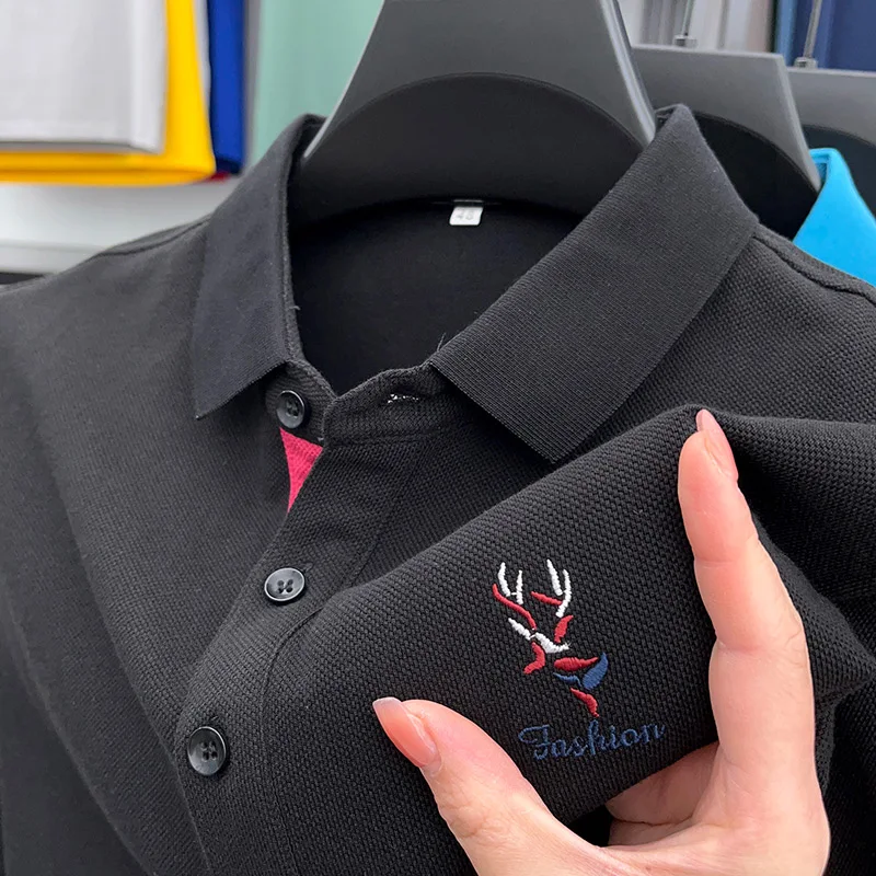 Luxury Brand Men's Polo Shirt Summer New Lapel Deer Embroidered Short Sleeve 100Cotton T-Shirt Business Fashion Classic Menswear
Luxury Brand Men's Polo Shirt Summer New Lapel Deer Embroidered Short Sleeve 100Cotton T-Shirt Business Fashion Classic Menswear